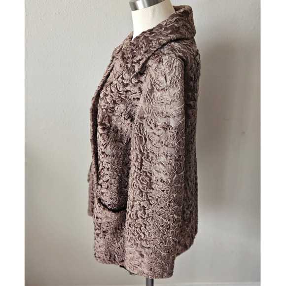 Vintage 50s Brown Persian Wool Coat Medium Levy Wolf - Picture 6 of 13